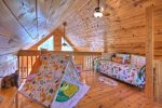 Open Loft with a Twin Day Bed and a Play Tent